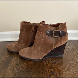 Franco Sarto suede wedge booties